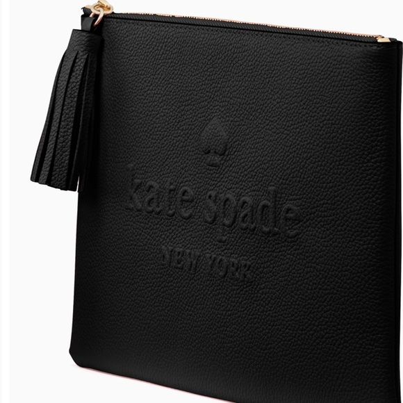 kate spade Handbags - NWT Kate Spade black leather logo clutch / pouch